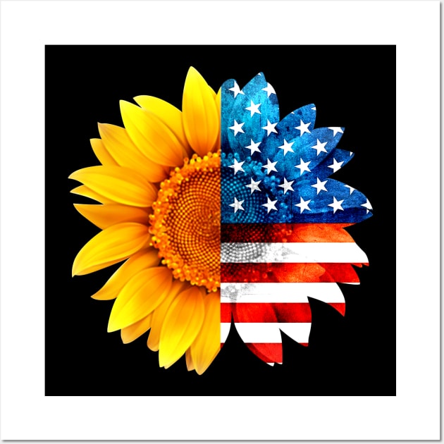 Patrioctic Sunflower American Flag 4th Of July Wall Art by Kaileymahoney